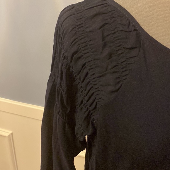 Loft Navy Long Sleeved Blouse - Sleeves Chiffon and Puckered, Body Cotton -Small - Picture 2 of 7